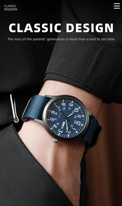 Field Watch Easy Reading Fabric Strap 24 Hours Display Quartz Movement - Checkouts USA