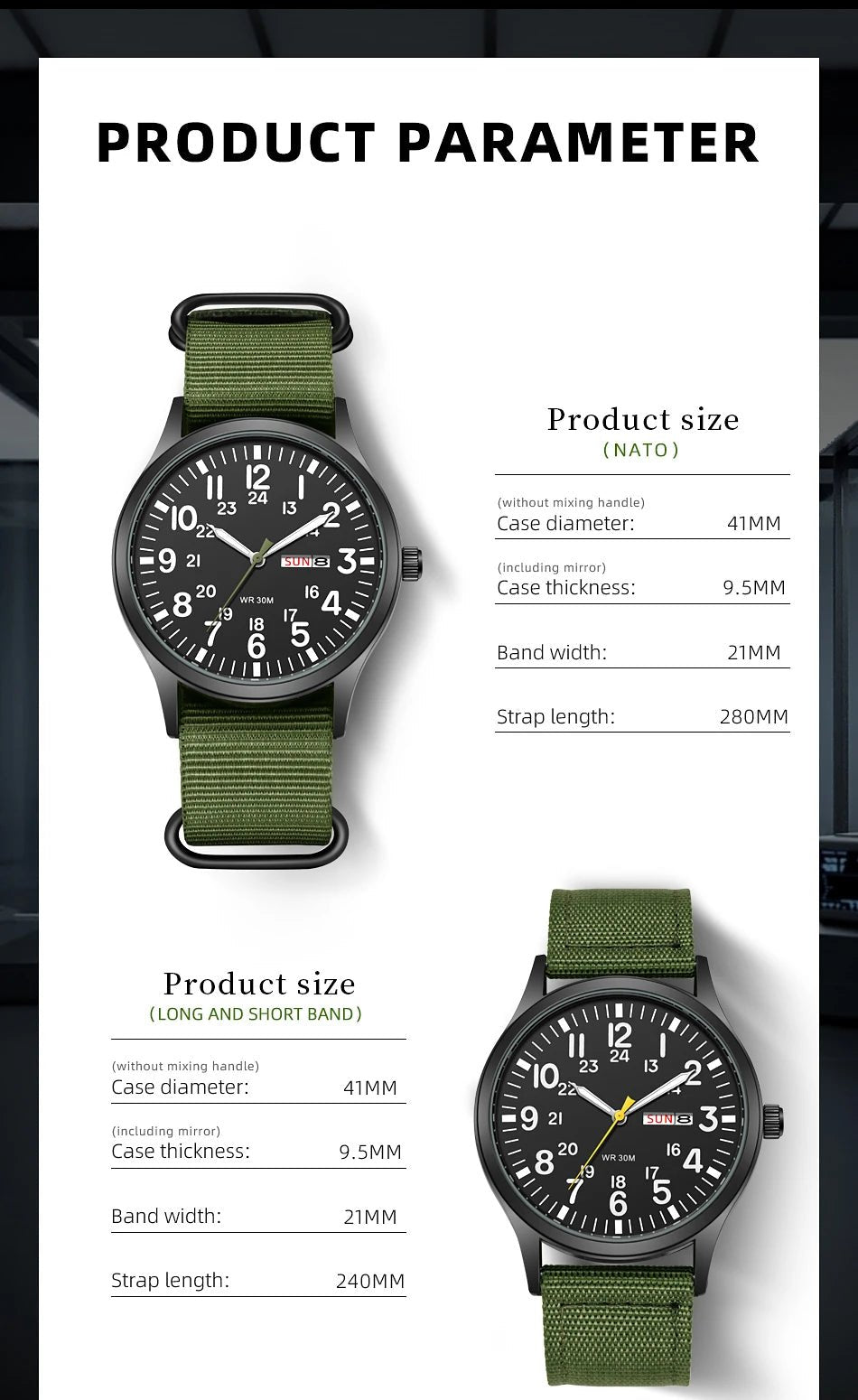 Field Watch Easy Reading Fabric Strap 24 Hours Display Quartz Movement - Checkouts USA