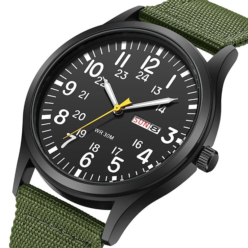 Field Watch Easy Reading Fabric Strap 24 Hours Display Quartz Movement - Checkouts USA