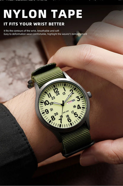 Field Watch Easy Reading Fabric Strap 24 Hours Display Quartz Movement - Checkouts USA