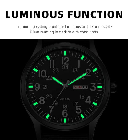 Field Watch Easy Reading Fabric Strap 24 Hours Display Quartz Movement - Checkouts USA