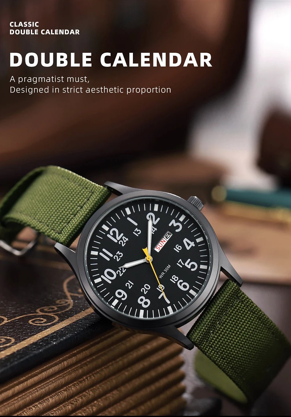 Field Watch Easy Reading Fabric Strap 24 Hours Display Quartz Movement - Checkouts USA