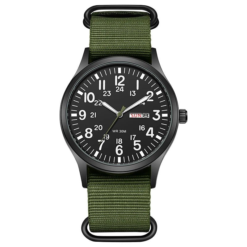 Field Watch Easy Reading Fabric Strap 24 Hours Display Quartz Movement - Checkouts USA