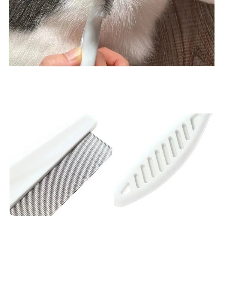 Flea Comb Dog Cat Hair Removal Brush Stainless Steel Dense Teeth Inline Comb Portable Pet Universal Grooming Cleaning Supplies - Checkouts UK