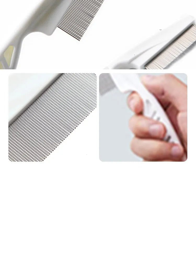 Flea Comb Dog Cat Hair Removal Brush Stainless Steel Dense Teeth Inline Comb Portable Pet Universal Grooming Cleaning Supplies - Checkouts UK