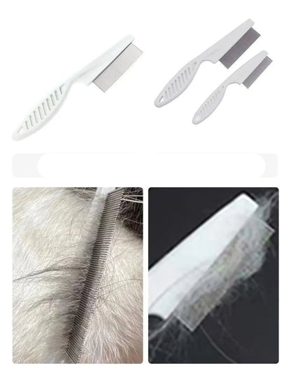 Flea Comb Dog Cat Hair Removal Brush Stainless Steel Dense Teeth Inline Comb Portable Pet Universal Grooming Cleaning Supplies - Checkouts UK