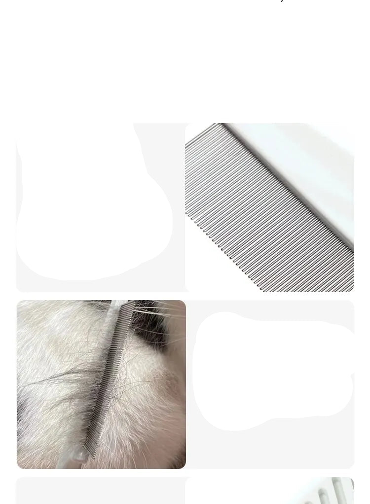 Flea Comb Dog Cat Hair Removal Brush Stainless Steel Dense Teeth Inline Comb Portable Pet Universal Grooming Cleaning Supplies - Checkouts UK