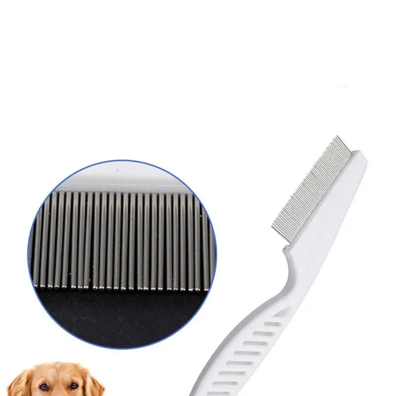 Flea Comb Dog Cat Hair Removal Brush Stainless Steel Dense Teeth Inline Comb Portable Pet Universal Grooming Cleaning Supplies - Checkouts UK