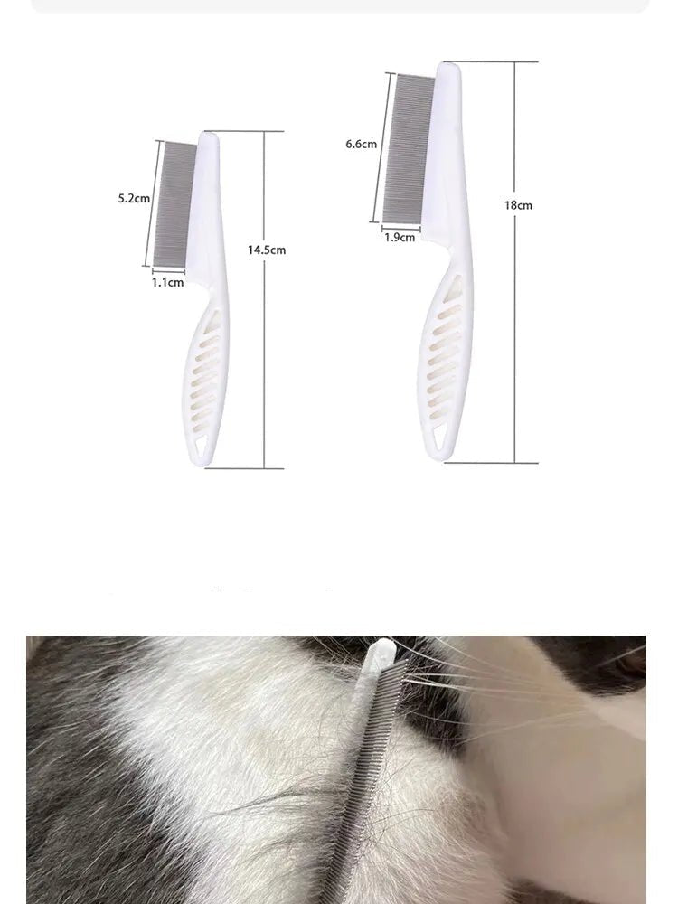Flea Comb Dog Cat Hair Removal Brush Stainless Steel Dense Teeth Inline Comb Portable Pet Universal Grooming Cleaning Supplies - Checkouts UK