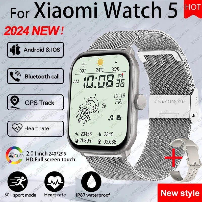 For Xiaomi Watch 5 Global Version Men Women HD AMOLED Screen Heart Rate Bluetooth Call GPS Track Waterproof Sports Smart Watch - Checkouts USA