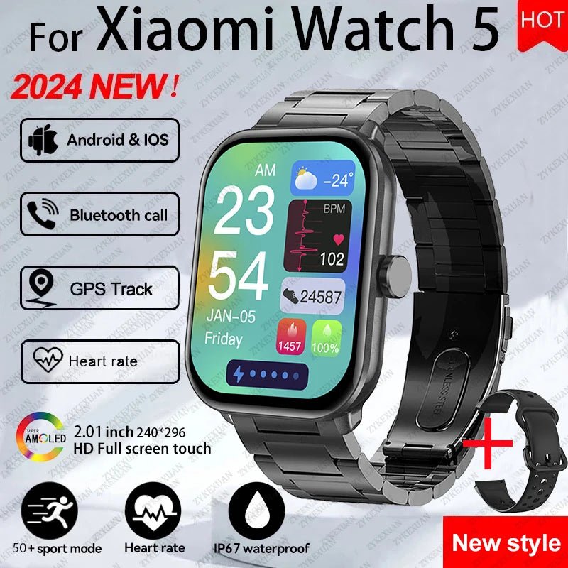 For Xiaomi Watch 5 Global Version Men Women HD AMOLED Screen Heart Rate Bluetooth Call GPS Track Waterproof Sports Smart Watch - Checkouts USA