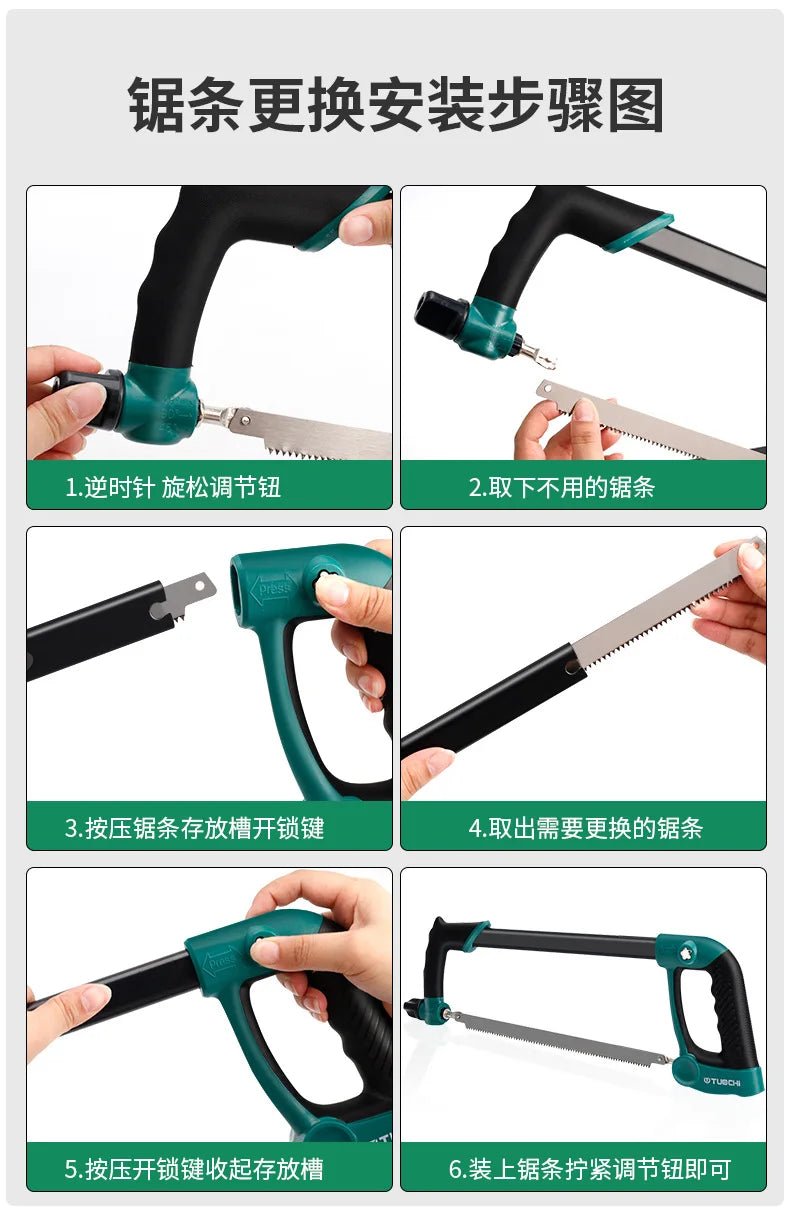 Hacksaw Home Mini Hand Saw, Bow Multipurpose Iron Saw, Rack Woodworking Tools Metal Cutting Small Data - Checkouts USA