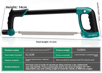 Hacksaw Home Mini Hand Saw, Bow Multipurpose Iron Saw, Rack Woodworking Tools Metal Cutting Small Data - Checkouts USA