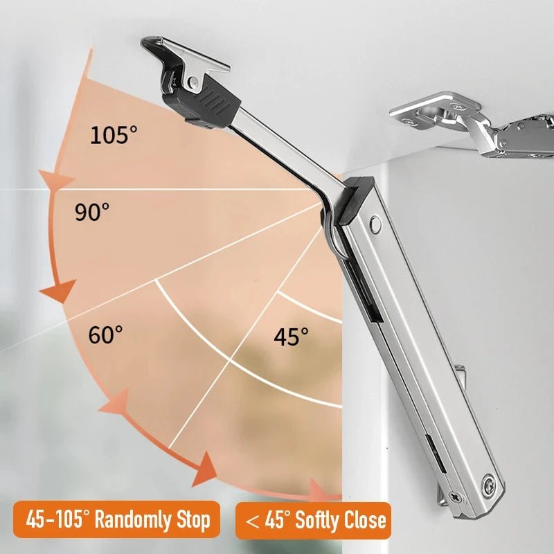 Heavy Duty Hydraulic Cabinet Hinge Randomly Stop Soft Closing Kitchen Hinges Adjustable Door Support Lift Up Door Hardware - Checkouts USA