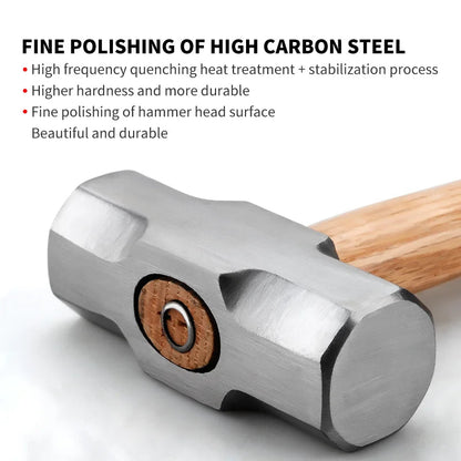 Heavy Duty Wooden Handle Sledge Hammer 1Pcs Forged Steel Octagon Hammer Square Head Big Hammer Masonry Hammer 2LB 3LB 4LB - Checkouts USA