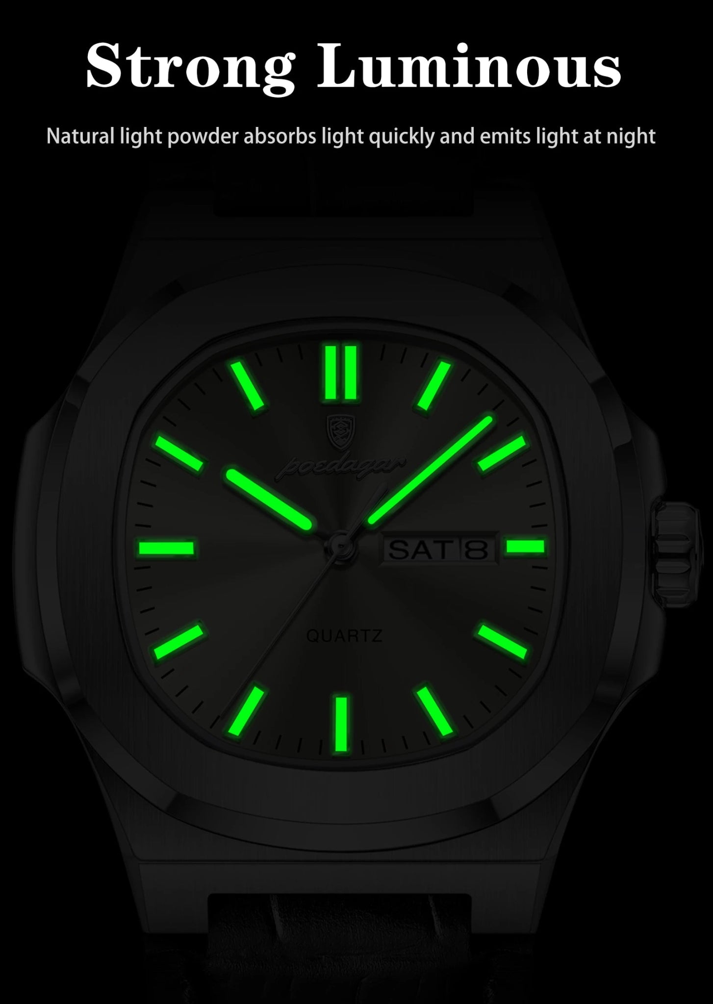 High Quality Watch For Men Luxury Luminous Waterproof Week Calendar Man Clock Leather Square Men's Quartz Watches Reloj - Checkouts USA