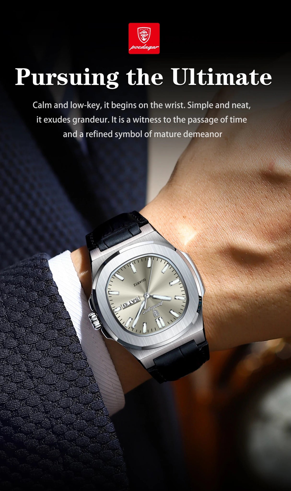 High Quality Watch For Men Luxury Luminous Waterproof Week Calendar Man Clock Leather Square Men's Quartz Watches Reloj - Checkouts USA