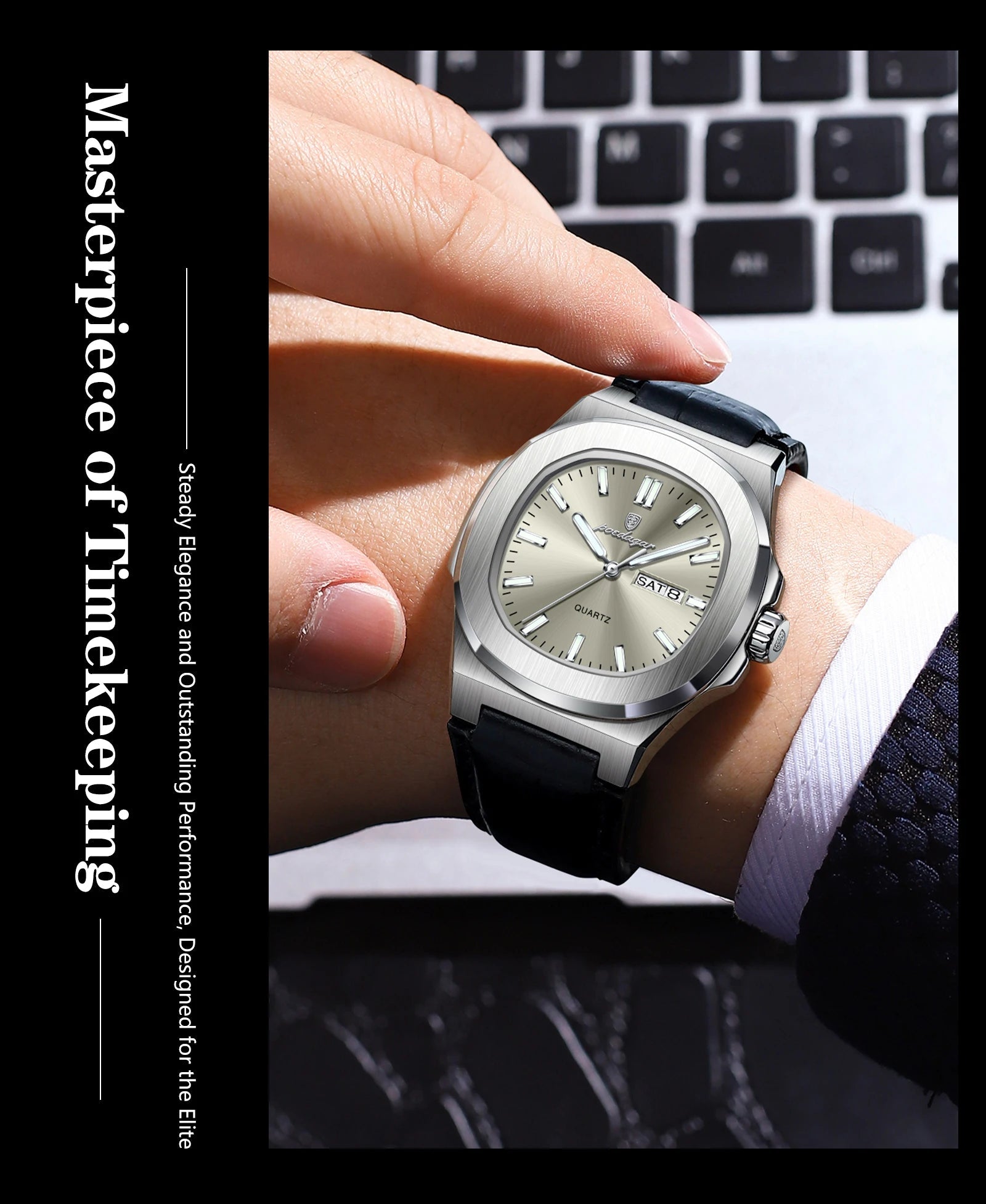 High Quality Watch For Men Luxury Luminous Waterproof Week Calendar Man Clock Leather Square Men's Quartz Watches Reloj - Checkouts USA