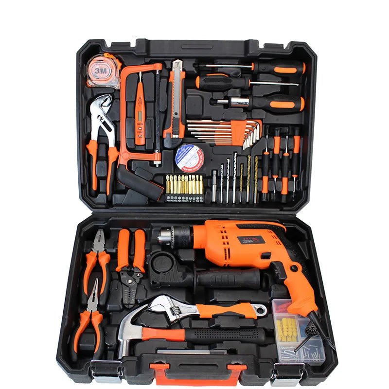 Household Hardware Tools Combination Set Car Maintenance Tools Electric Drill Impact Drill Set Toolbox - Checkouts USA