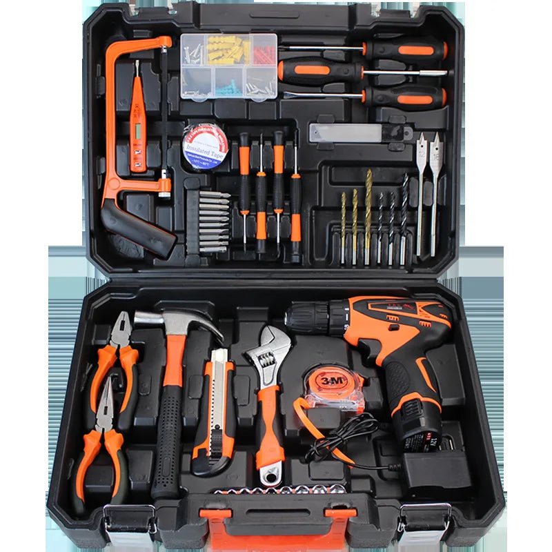 Household Hardware Tools Combination Set Car Maintenance Tools Electric Drill Impact Drill Set Toolbox - Checkouts USA