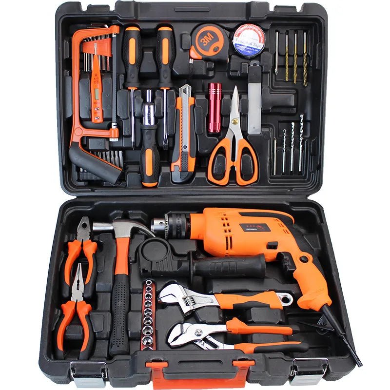 Household Hardware Tools Combination Set Car Maintenance Tools Electric Drill Impact Drill Set Toolbox - Checkouts USA