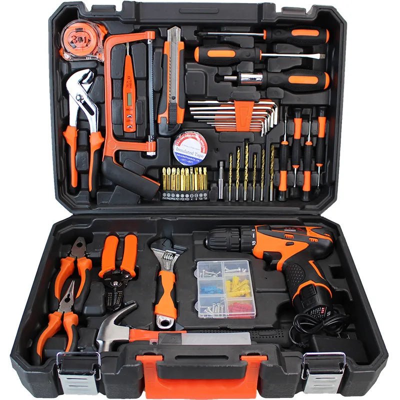 Household Hardware Tools Combination Set Car Maintenance Tools Electric Drill Impact Drill Set Toolbox - Checkouts USA