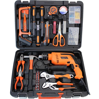 Household Hardware Tools Combination Set Car Maintenance Tools Electric Drill Impact Drill Set Toolbox - Checkouts USA