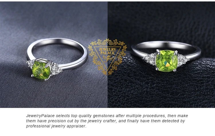 Jewelry Palace 1.1ct Genuine Natural Peridot 925 Sterling Silver Solitaire Ring for Woman Fashion Gemstone Jewelry Wedding Gift - Checkouts USA