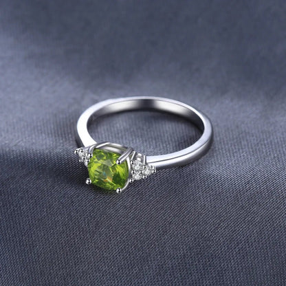 Jewelry Palace 1.1ct Genuine Natural Peridot 925 Sterling Silver Solitaire Ring for Woman Fashion Gemstone Jewelry Wedding Gift - Checkouts USA