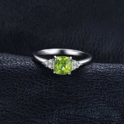 Jewelry Palace 1.1ct Genuine Natural Peridot 925 Sterling Silver Solitaire Ring for Woman Fashion Gemstone Jewelry Wedding Gift - Checkouts USA