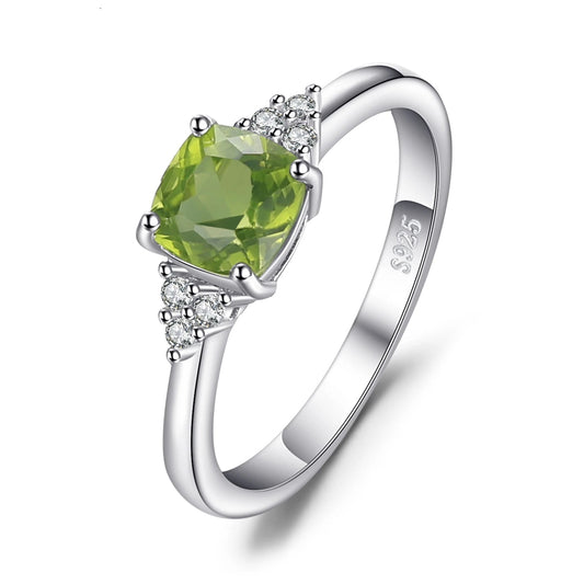 Jewelry Palace 1.1ct Genuine Natural Peridot 925 Sterling Silver Solitaire Ring for Woman Fashion Gemstone Jewelry Wedding Gift - Checkouts USA