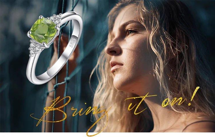 Jewelry Palace 1.1ct Genuine Natural Peridot 925 Sterling Silver Solitaire Ring for Woman Fashion Gemstone Jewelry Wedding Gift - Checkouts USA