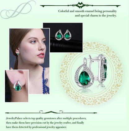 Jewelry Palace Ship From U.S. Green Simulated Nano Emerald 925 Sterling Silver Hoop Clip Earrings for Women Jewelry - Checkouts USA