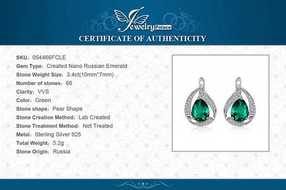 Jewelry Palace Ship From U.S. Green Simulated Nano Emerald 925 Sterling Silver Hoop Clip Earrings for Women Jewelry - Checkouts USA
