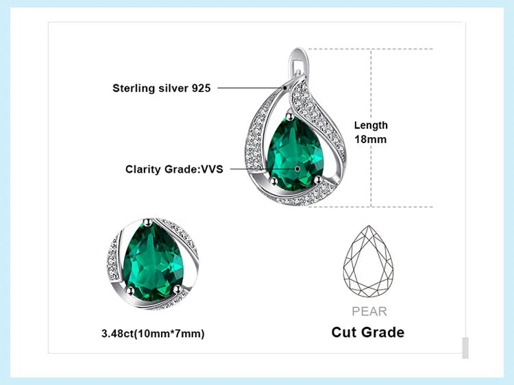 Jewelry Palace Ship From U.S. Green Simulated Nano Emerald 925 Sterling Silver Hoop Clip Earrings for Women Jewelry - Checkouts USA