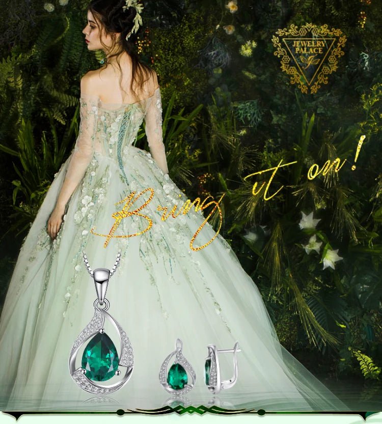 Jewelry Palace Ship From U.S. Green Simulated Nano Emerald 925 Sterling Silver Hoop Clip Earrings for Women Jewelry - Checkouts USA