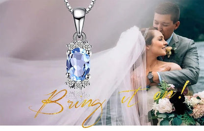 JewelryPalace Natural Oval Sky Blue Topaz 925 Sterling Silver Pendant Necklace for Women Fine Jewelry Gemstone Choker No Chain - Checkouts USA