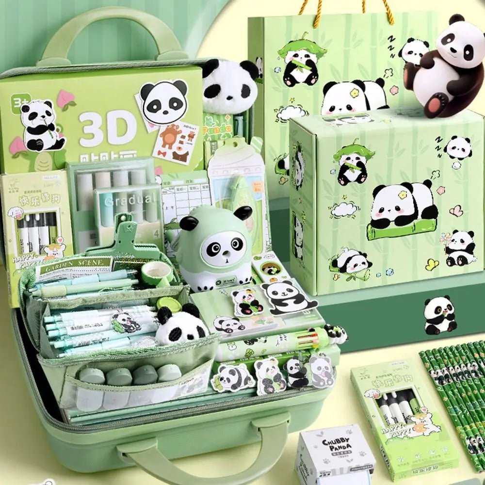 Kawaii Panda Stationery Set Student Pencil Case Stickers Pencil Stationery Gift Learning Supplies Full Gift Box - Checkouts USA
