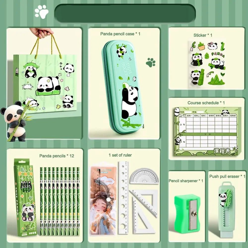 Kawaii Panda Stationery Set Student Pencil Case Stickers Pencil Stationery Gift Learning Supplies Full Gift Box - Checkouts USA