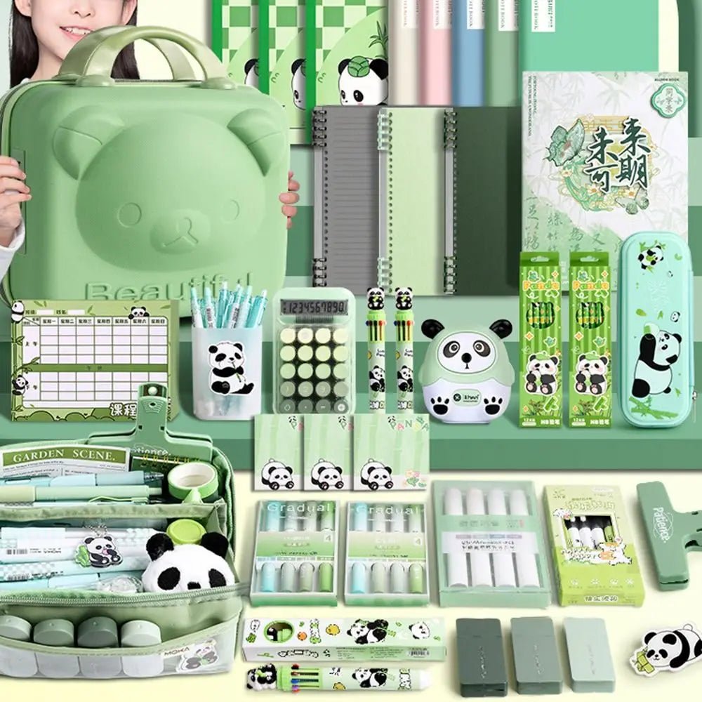 Kawaii Panda Stationery Set Student Pencil Case Stickers Pencil Stationery Gift Learning Supplies Full Gift Box - Checkouts USA