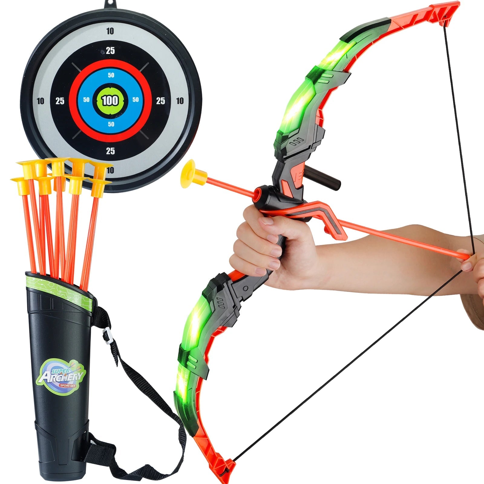 Kids LED Archery Toy Set, Hand - Eye Coordination Training, Multiple Options, Indoor Outdoor Sports Gift, Christmas/Halloween - Checkouts USA