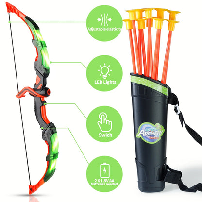 Kids LED Archery Toy Set, Hand - Eye Coordination Training, Multiple Options, Indoor Outdoor Sports Gift, Christmas/Halloween - Checkouts USA