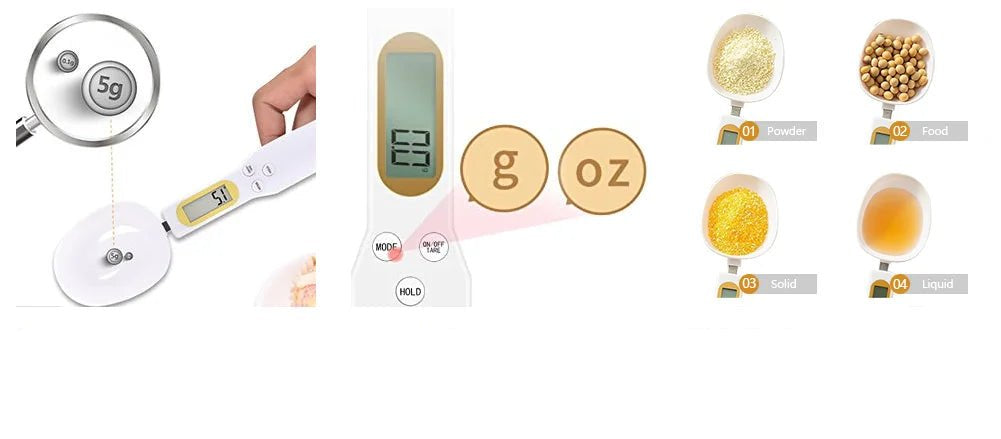 LCD Digital Kitchen Scale Electronic Cooking Food Weight Measuring Spoon 500g 0.1g Coffee Tea Sugar Spoon Scale Kitchen Tool - Checkouts UK