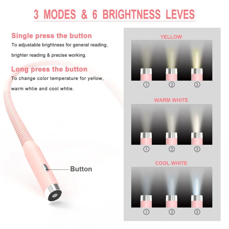 Led Rechargeable Neck Light 3 Modes Hug Reading Lamp Portable Book Light Novelty Flashlight Book Lamp Night Light Neck Light - Checkouts USA