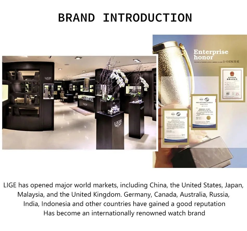 LIGE Elegant Square Women Watch Fashion Waterproof Quartz Wristwatch Luxury Stainless Steel Calendar Classic Ladies Watches+Box - Checkouts USA