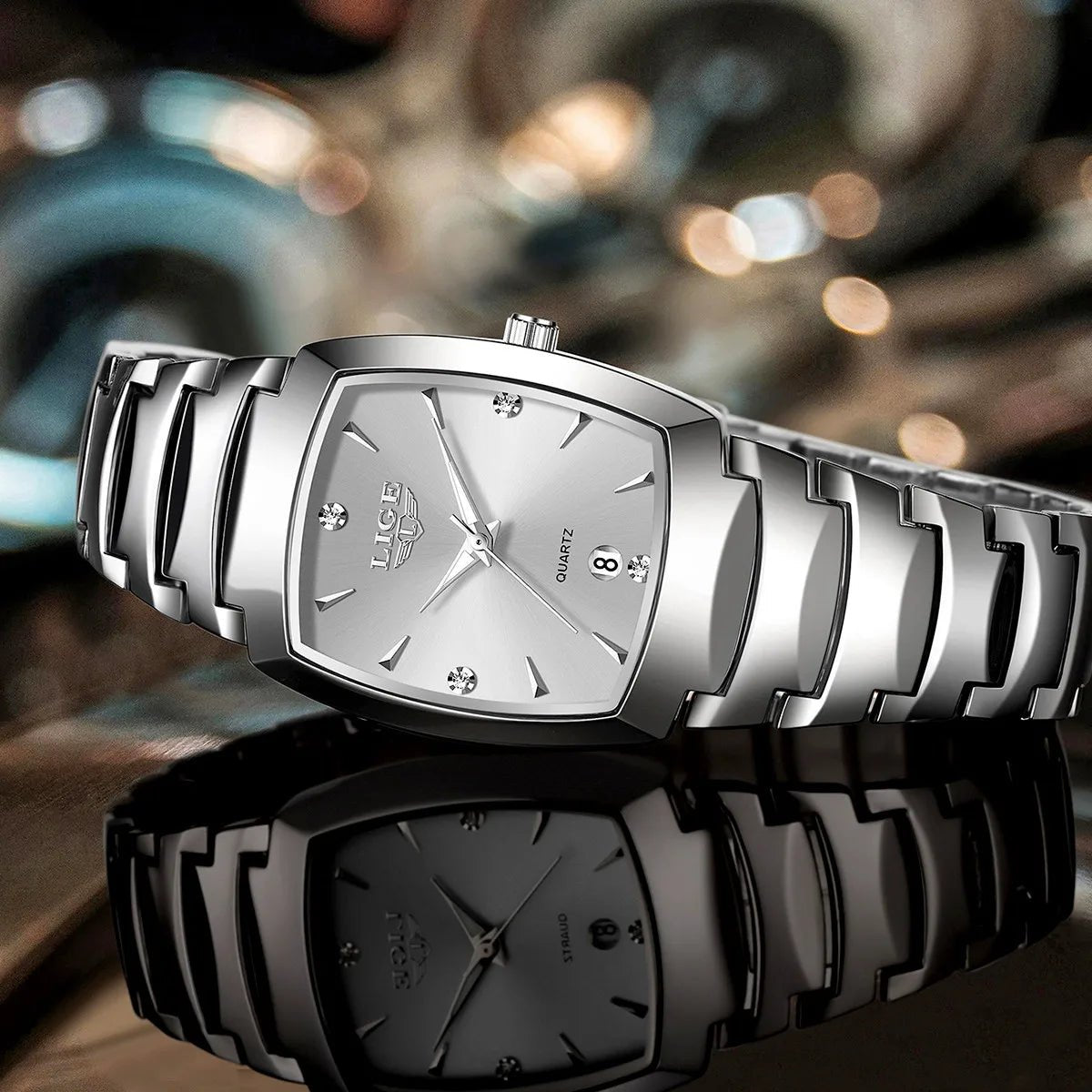 LIGE Elegant Square Women Watch Fashion Waterproof Quartz Wristwatch Luxury Stainless Steel Calendar Classic Ladies Watches+Box - Checkouts USA