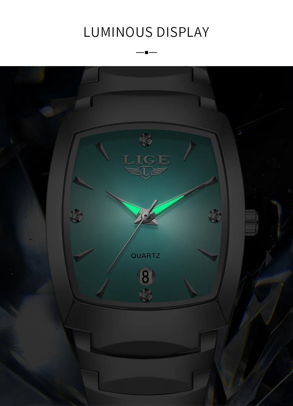 LIGE Elegant Square Women Watch Fashion Waterproof Quartz Wristwatch Luxury Stainless Steel Calendar Classic Ladies Watches+Box - Checkouts USA