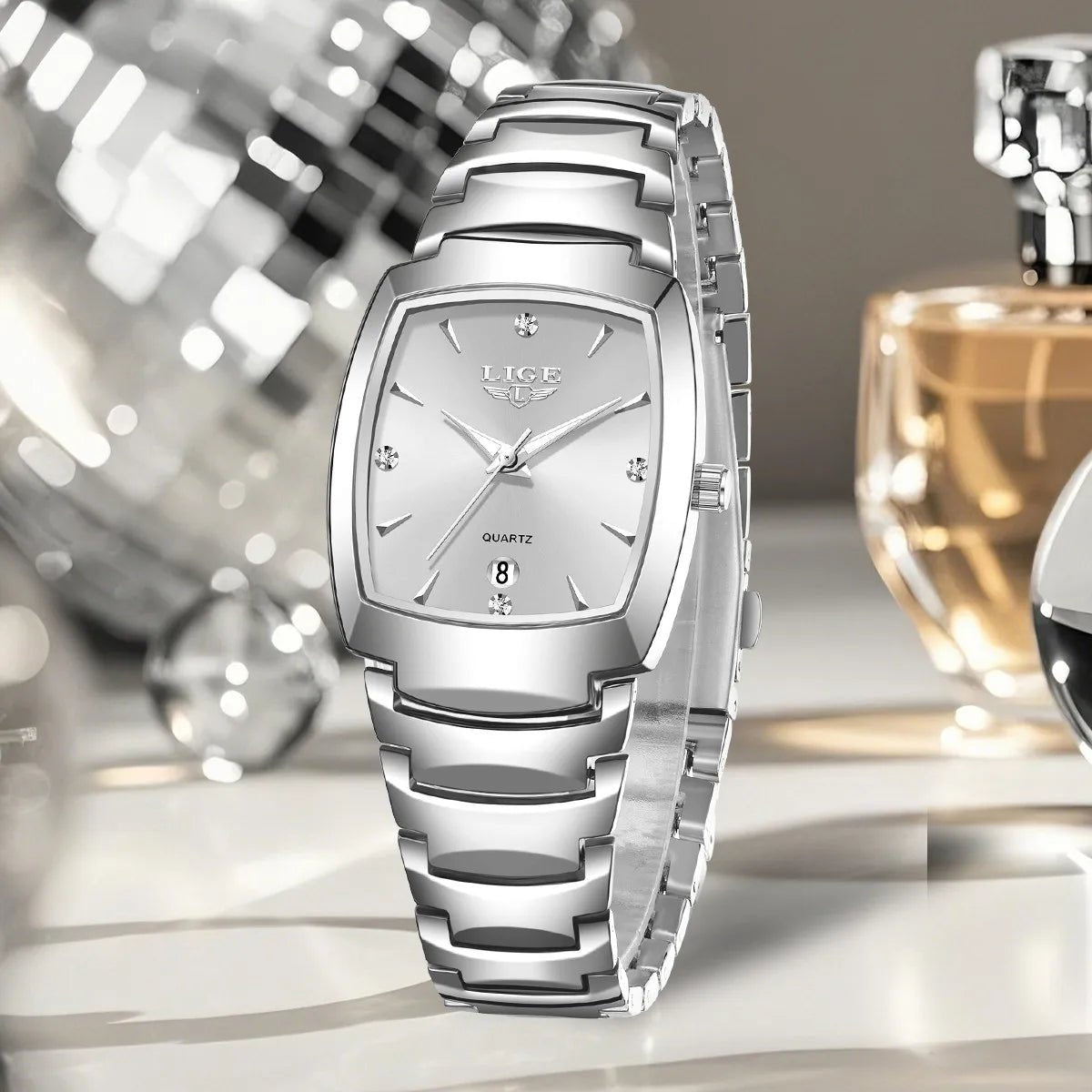 LIGE Elegant Square Women Watch Fashion Waterproof Quartz Wristwatch Luxury Stainless Steel Calendar Classic Ladies Watches+Box - Checkouts USA