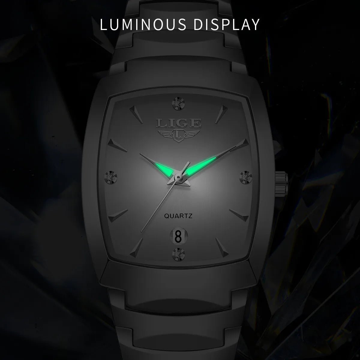 LIGE Elegant Square Women Watch Fashion Waterproof Quartz Wristwatch Luxury Stainless Steel Calendar Classic Ladies Watches+Box - Checkouts USA