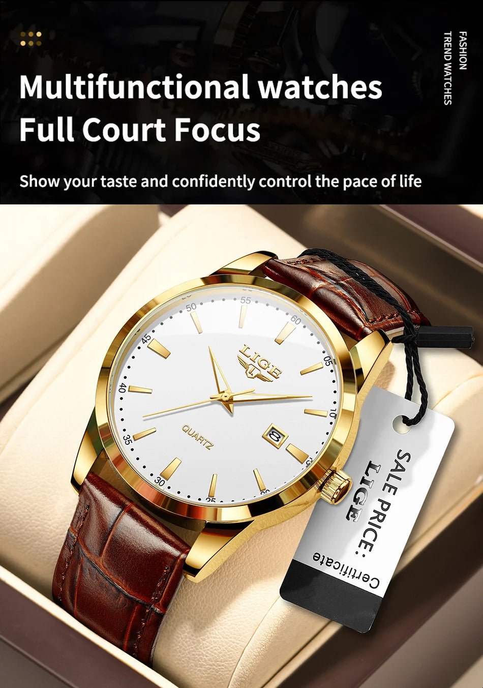 LIGE Man Watch Fashion Leather Strap Mens Watches Military Sport Waterproof Calendar Quartz Wristwatches Male Clock Reloj Hombre - Checkouts USA